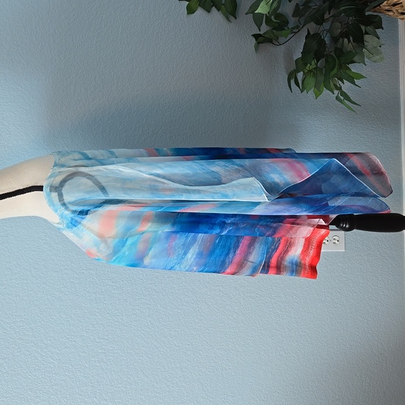 STYLE & Co Sheer poncho with tank top blue & orange hues size XL - Picture 6 of 9